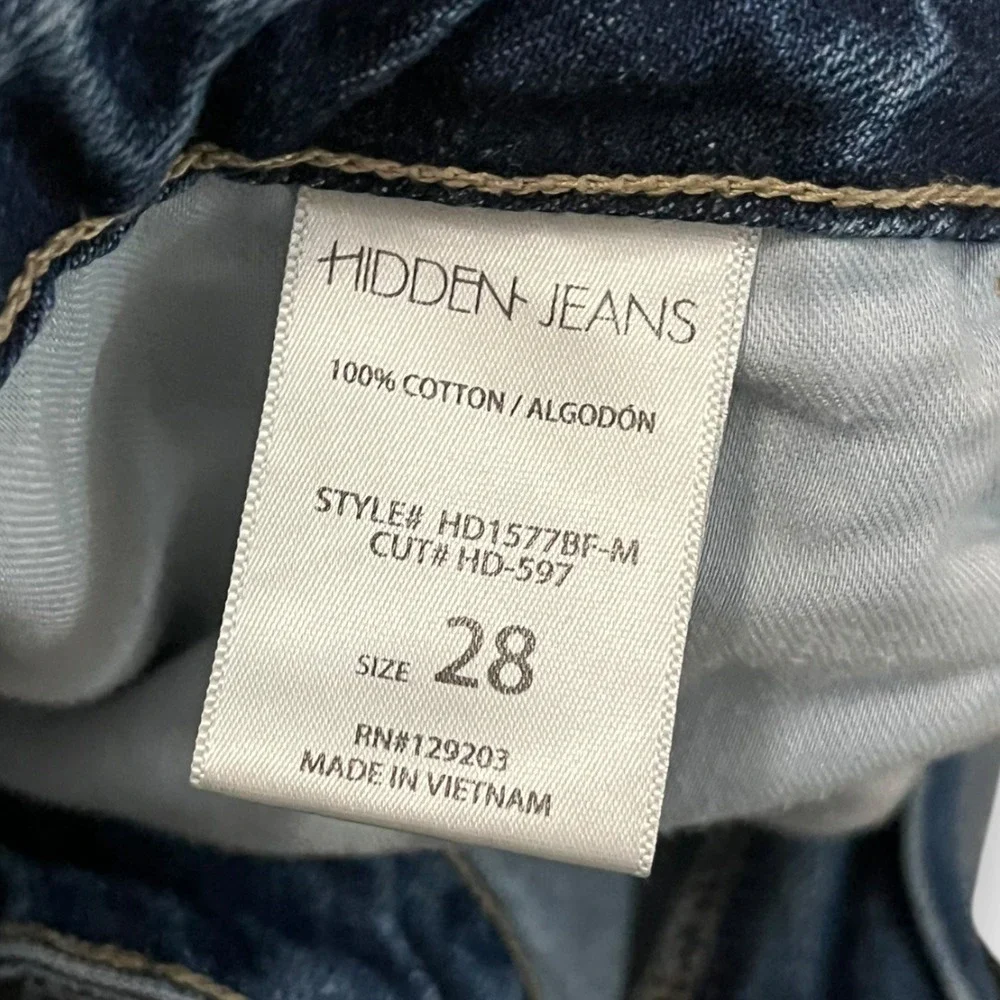 HIDDEN Bailey Slim‎ Fit Boyfriend Medium Wash Distressed Raw Hem Jeans 28 | EUC